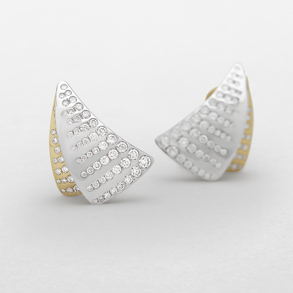 orecchini in oro bianco, rosa e diamanti