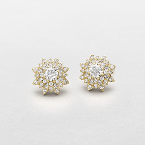 white and rose gold and diamonds earrings