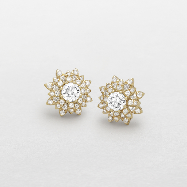orecchini in oro bianco, rosa e diamanti