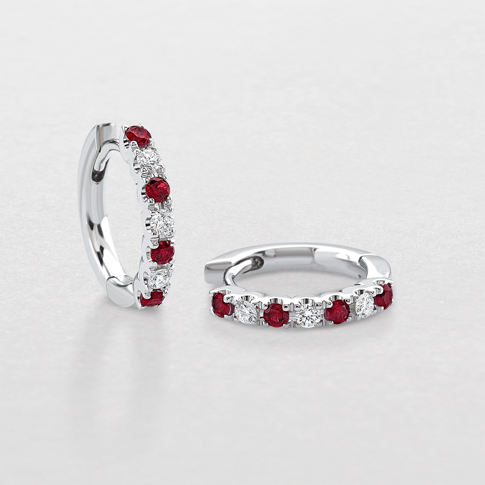 white gold with diamonds and rubies earrings