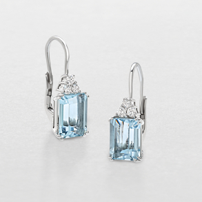 white gold with diamonds and aquamarine earrings