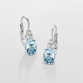 white gold with diamonds and aquamarine earrings