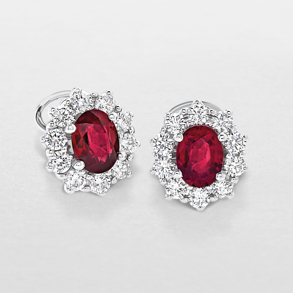 white gold with diamonds and rubies earrings
