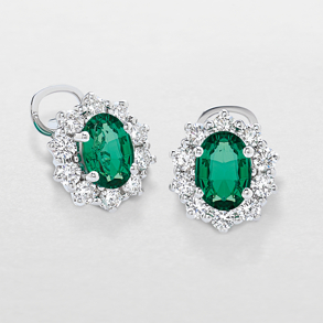 white gold with diamonds and emeralds earrings