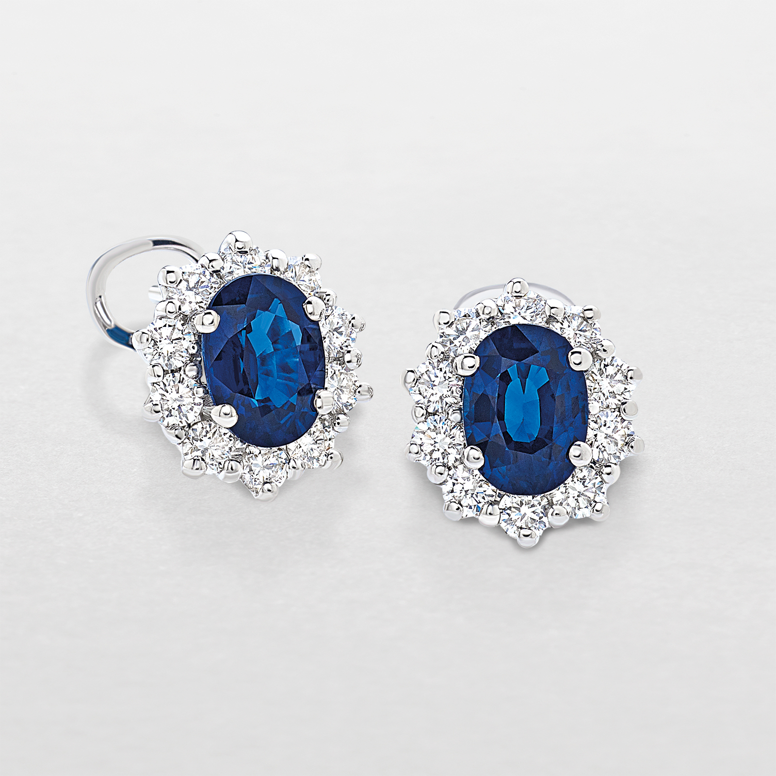 white gold with diamonds and sapphires earrings