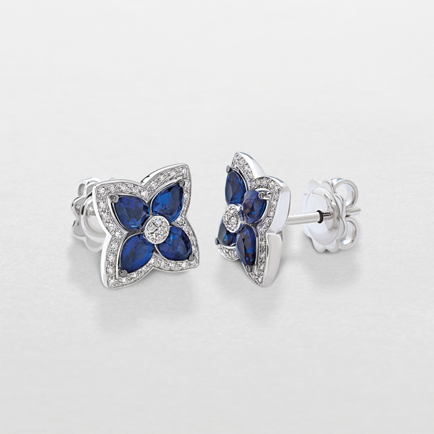 white gold with diamonds and sapphires earrings