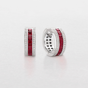 white gold with diamonds and rubies earrings