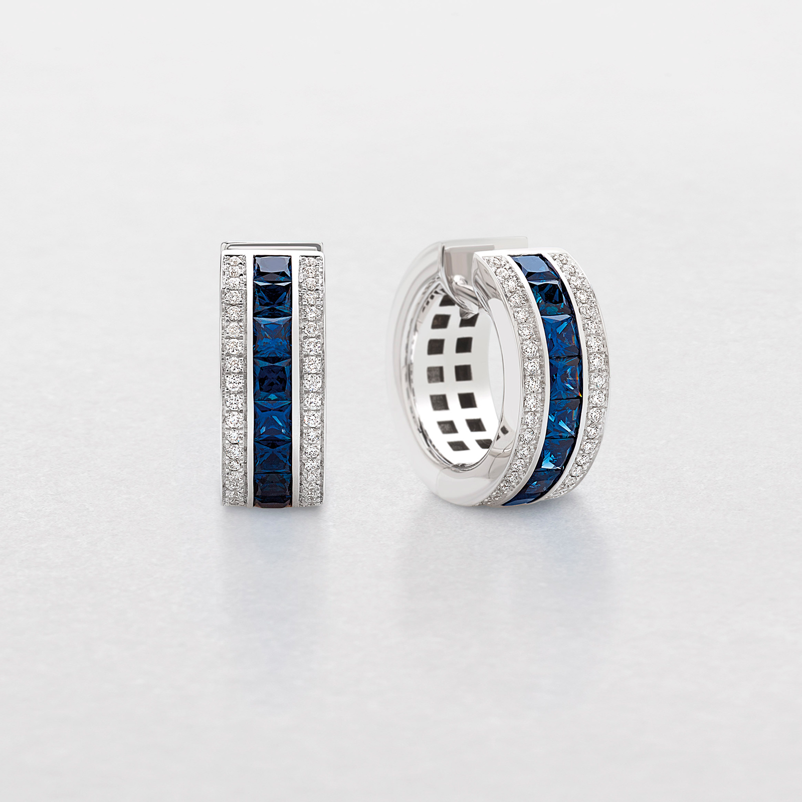 white gold with diamonds and sapphires earrings