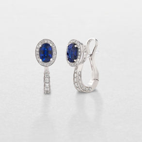 white gold with diamonds and sapphires earrings
