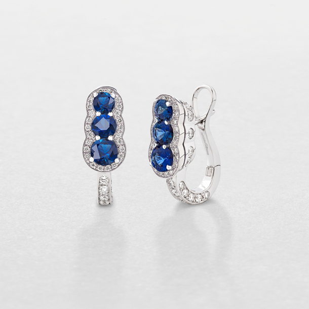 white gold with diamonds and sapphires earrings