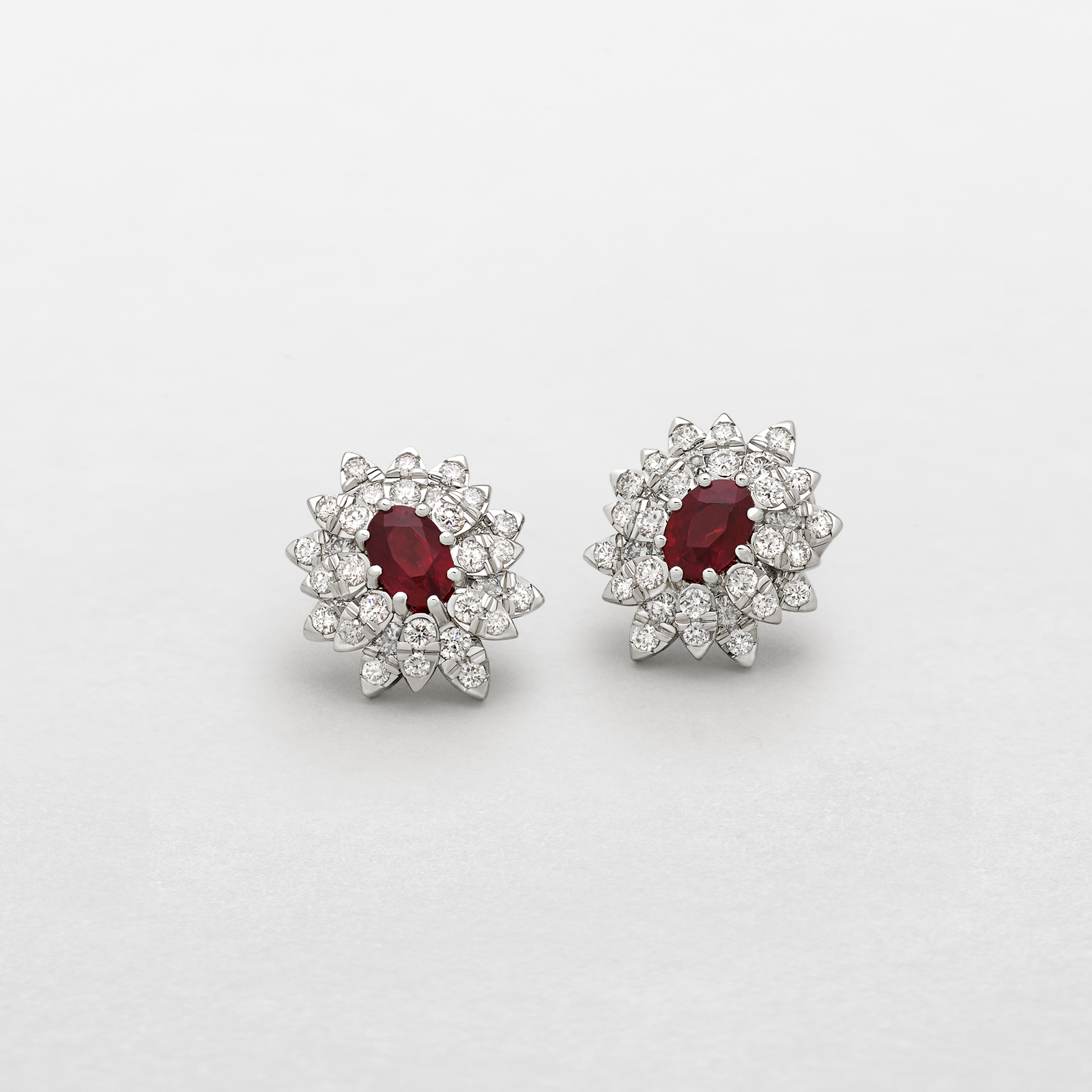 white gold with diamonds and rubies earrings