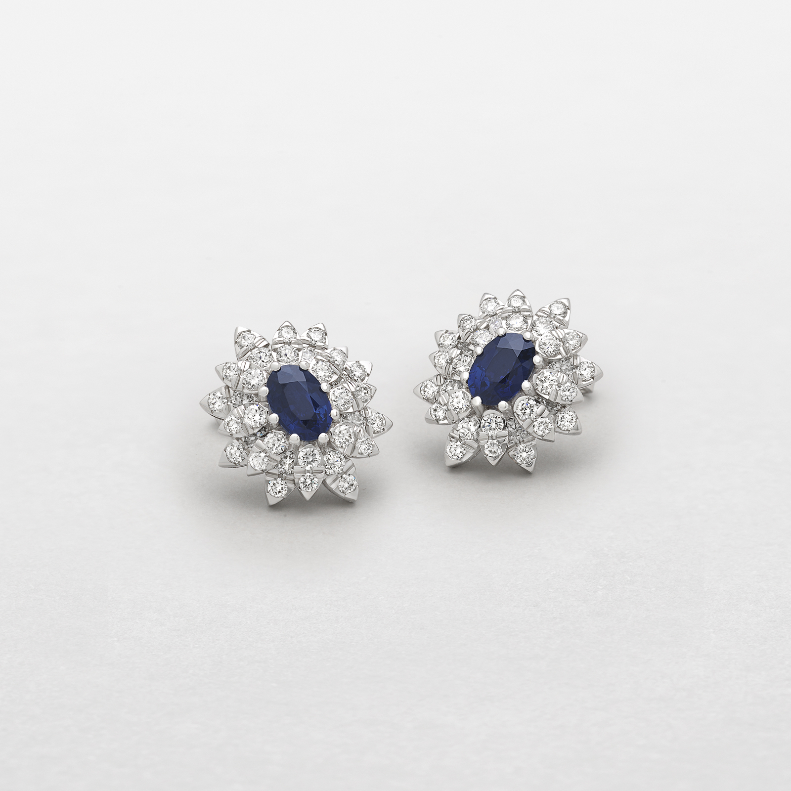 white gold with diamonds and sapphires earrings