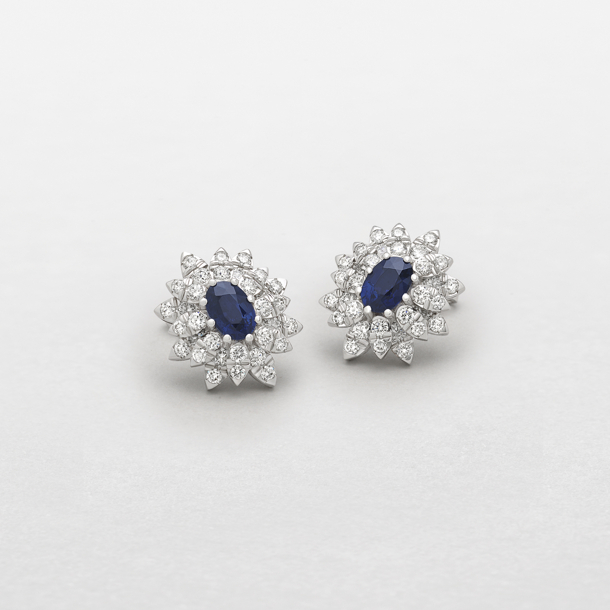 white gold with diamonds and sapphires earrings