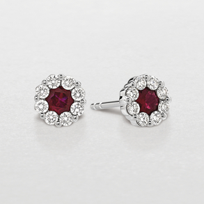 white gold with diamonds and rubies earrings