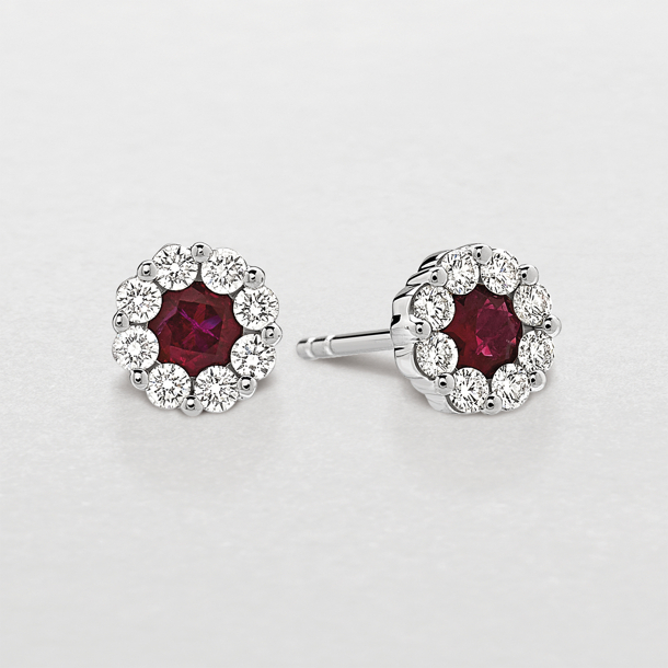 white gold with diamonds and rubies earrings