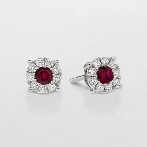 white gold with diamonds and rubies earrings