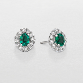 white gold with diamonds and emeralds earrings