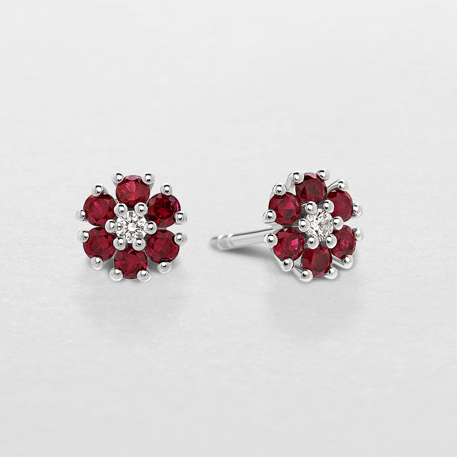white gold with diamonds and rubies earrings