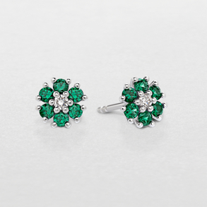 white gold with diamonds and emeralds earrings