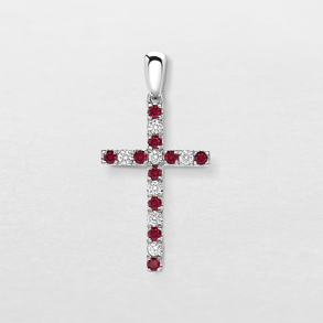 white gold with diamonds and rubies pendant