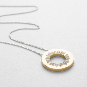 pink and white gold with diamonds necklace