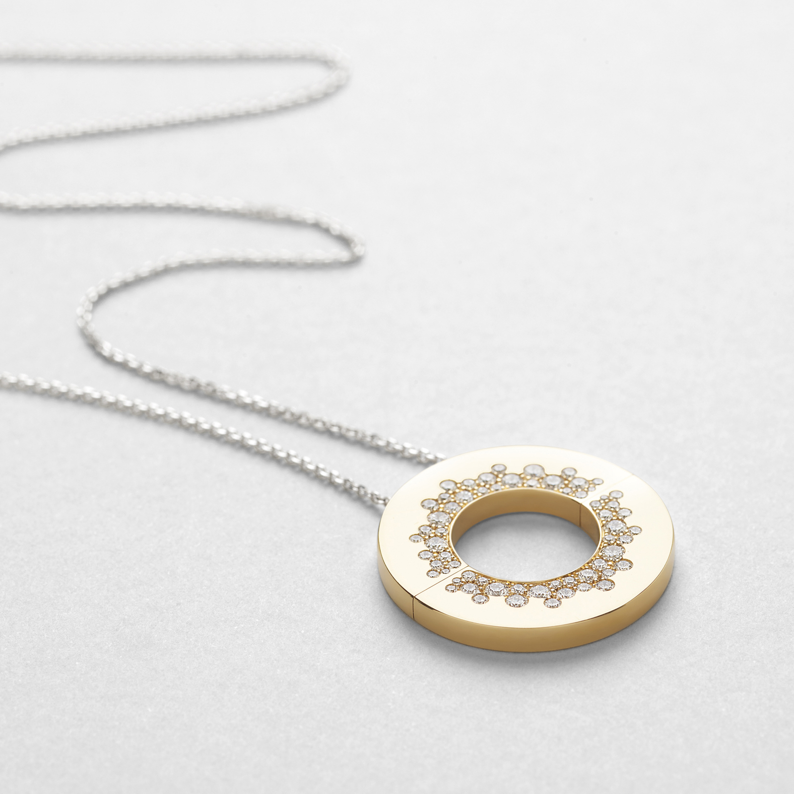 pink and white gold with diamonds necklace