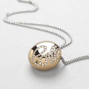 pink and white gold with diamonds necklace