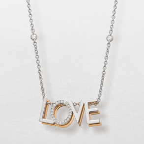 girocollo in oro rosa, bianco e diamanti