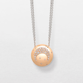 girocollo in oro rosa, bianco e diamanti