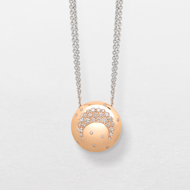 white and pink gold and diamonds necklace