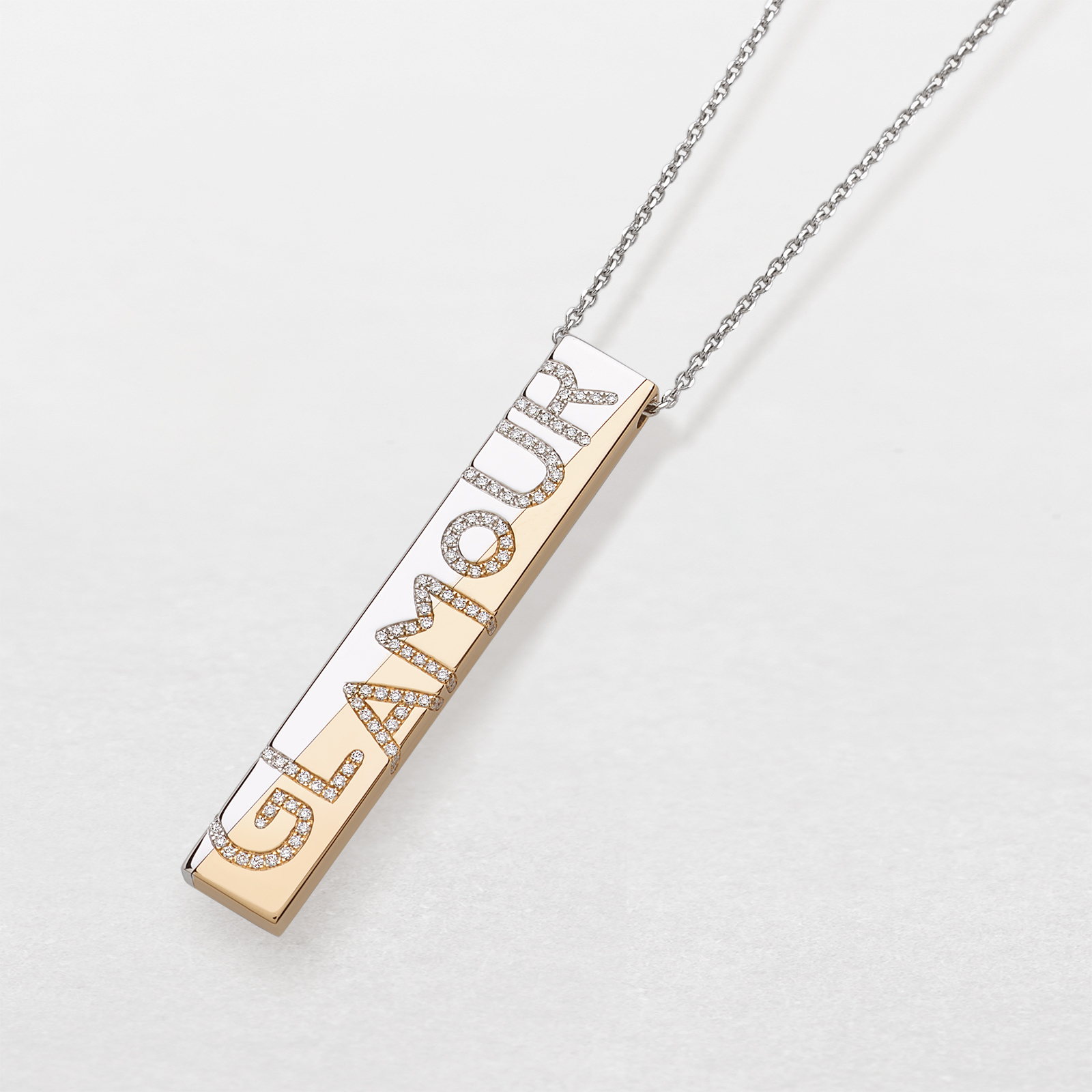 girocollo in oro rosa, bianco e diamanti