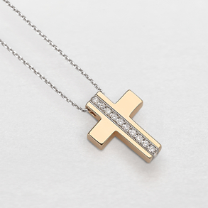 white and pink gold and diamonds necklace