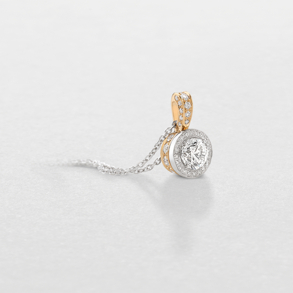 girocollo in oro bianco, rosa e diamanti