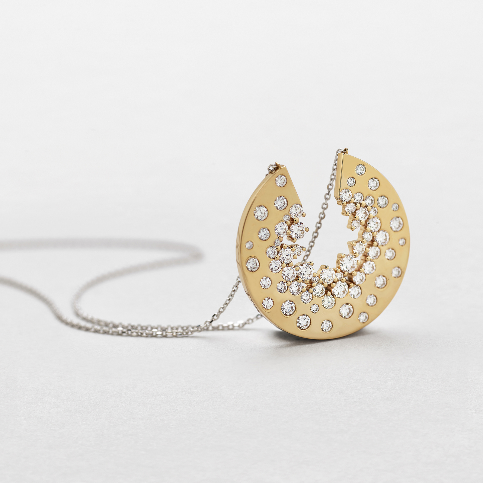 pink and white gold with diamonds necklace