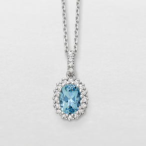 white gold with diamonds and aquamarine necklace