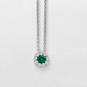 white gold with diamonds and emerald necklace