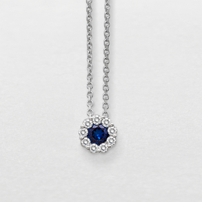 white gold with diamonds and sapphire necklace