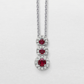 white gold with diamonds and rubies necklace