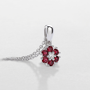 white gold with diamonds and rubies necklace