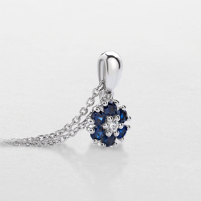 white gold with diamonds and sapphires necklace