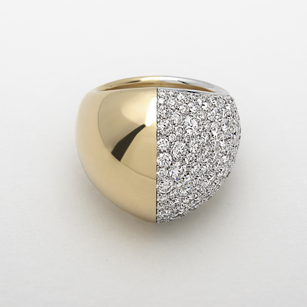 rose and white gold with diamonds ring