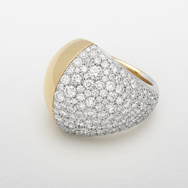 rose and white gold with diamonds ring