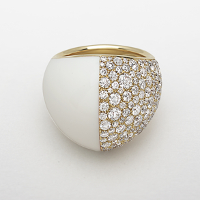 anello in oro rosa, kogolong e diamanti