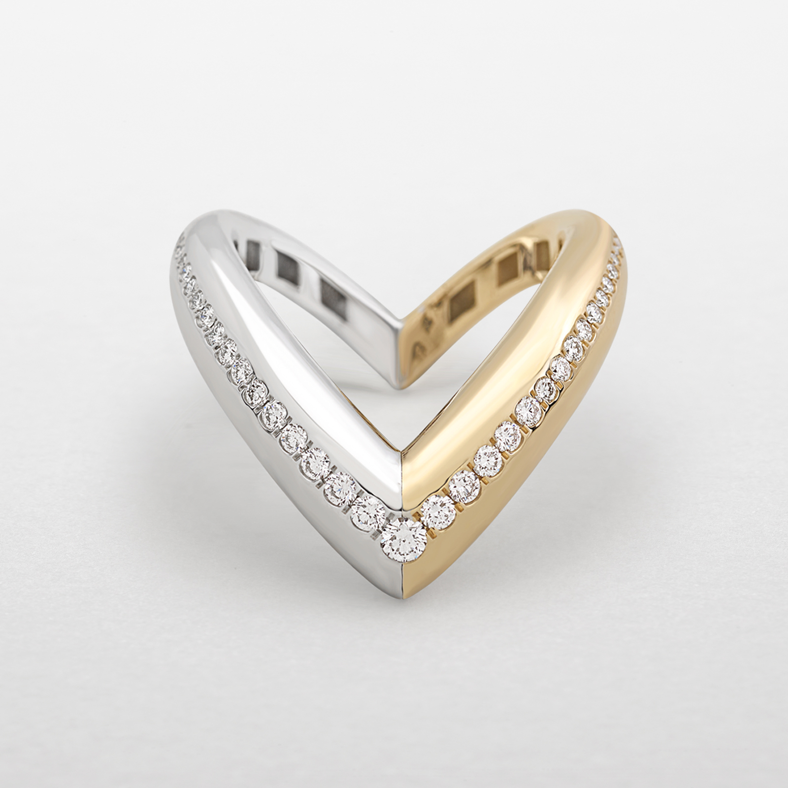 rose and white gold with diamonds ring