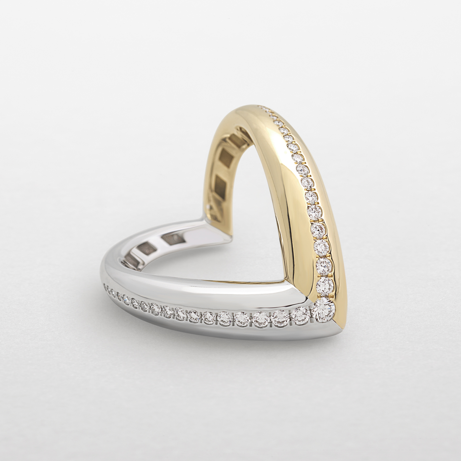 rose and white gold with diamonds ring