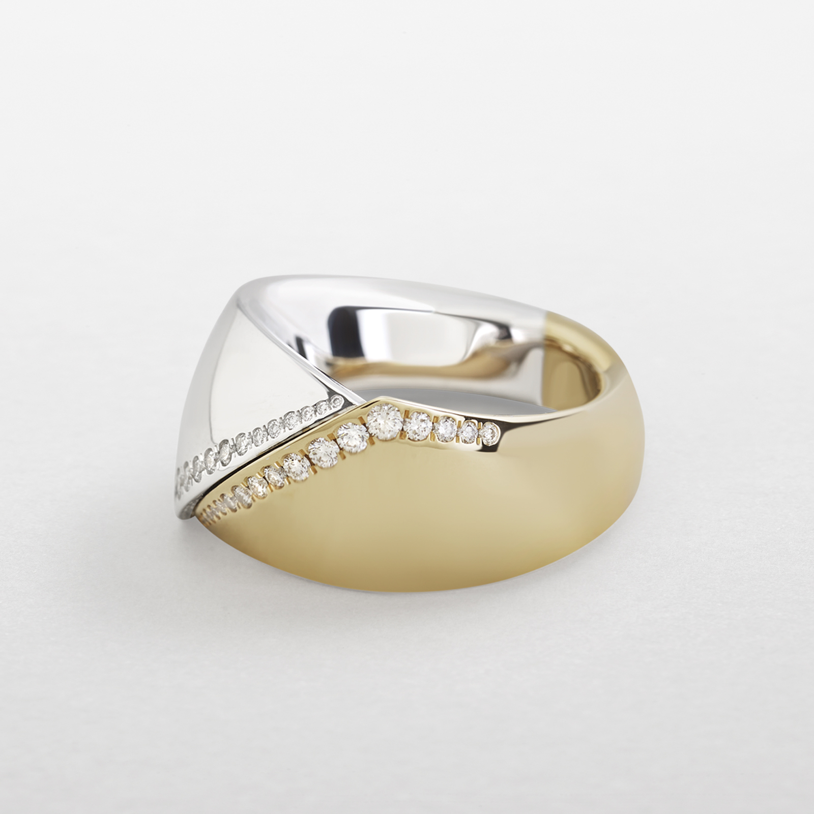 rose and white gold with diamonds ring