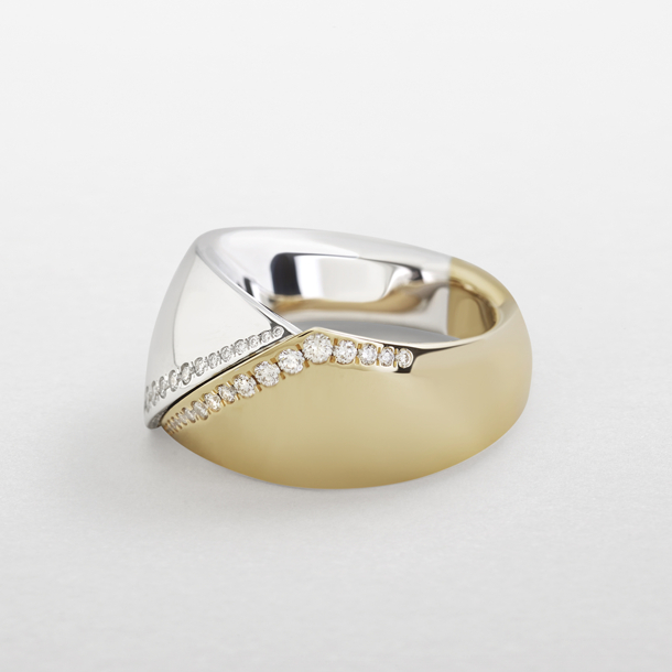 rose and white gold with diamonds ring