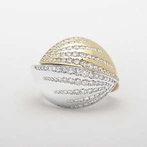 rose and white gold with diamonds ring