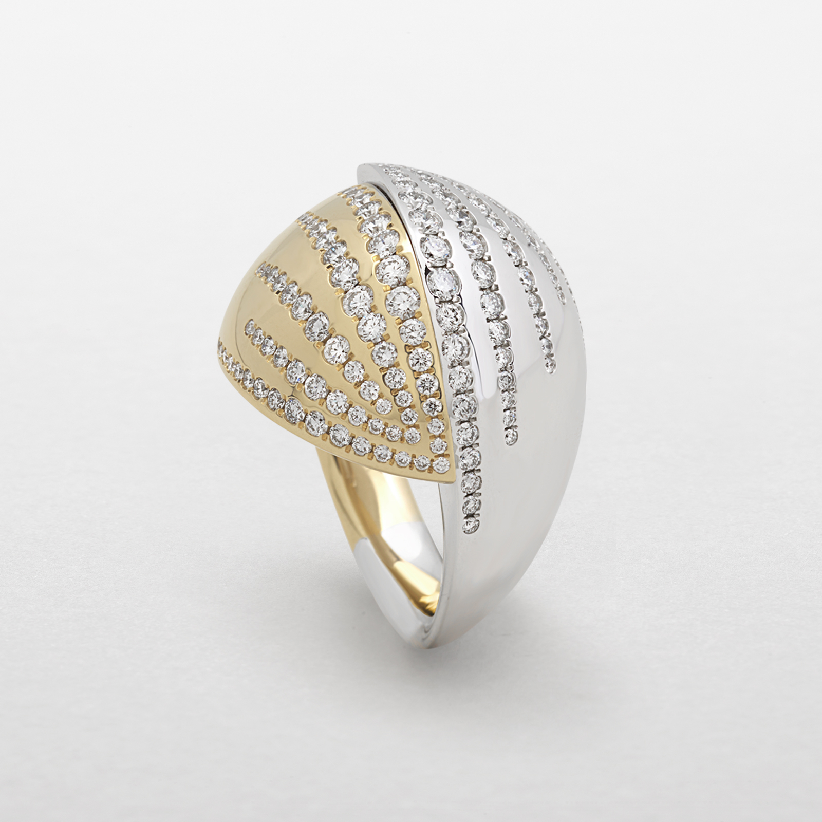 rose and white gold with diamonds ring