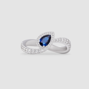 white gold with diamonds and sapphire ring